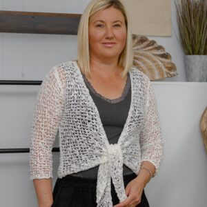 Popcorn Ikat Lightweight Knit Summer Tie Front Cardigan
